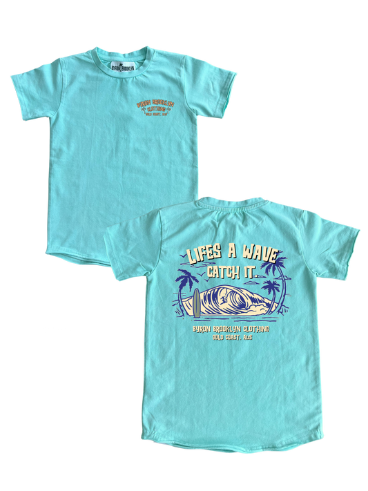 LIFES A WAVE CATCH IT (SEA BLUE ACID WASH)